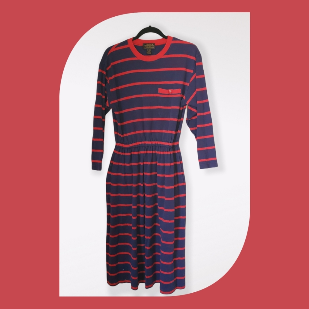 Vintage Eddie Bauer Striped Dress with POCKETS!